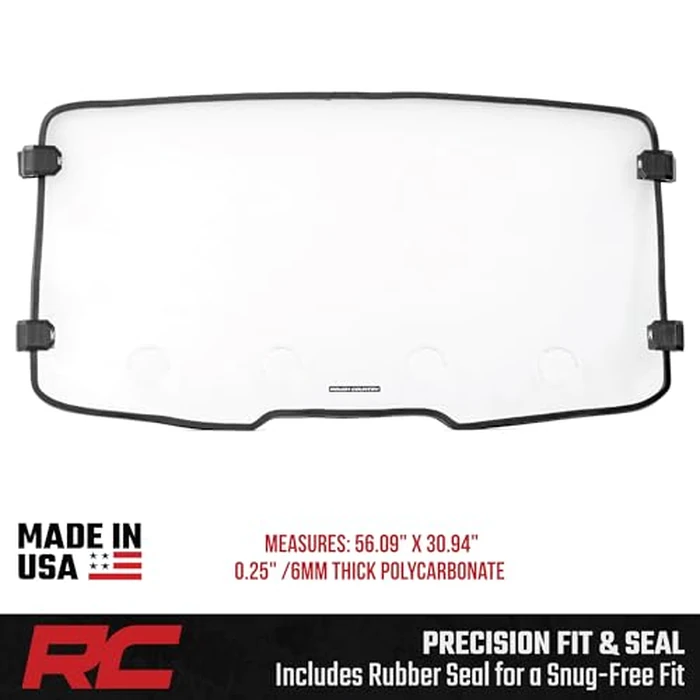 Rough Country Vented Full Windshield for Segway UT10 P - Scratch-Resistant Polycarbonate, 4 Adjustable Vents, Strap-On Install, Made in USA by Rough Country - Image 4