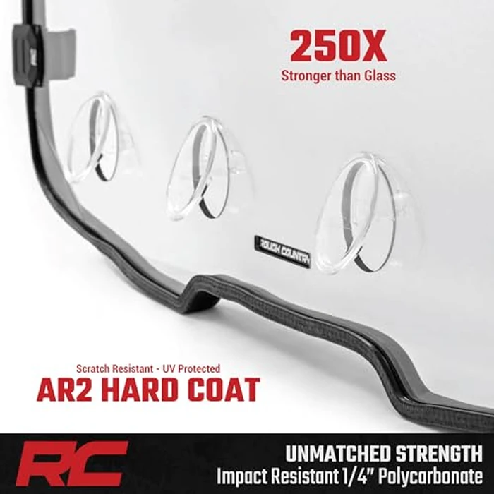 Rough Country Vented Full Windshield for Segway UT10 P - Scratch-Resistant Polycarbonate, 4 Adjustable Vents, Strap-On Install, Made in USA by Rough Country - Image 5