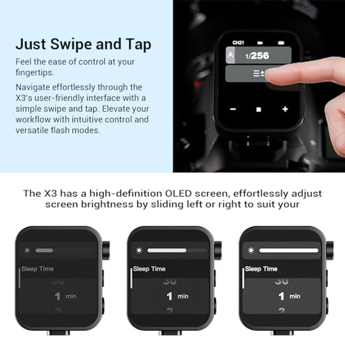 Godox X3 X3-C Flash Trigger for Canon, High-Definition OLED Screen, 1/8000s HSS TTL TCM Function, USB-C Charge Flash Transmitter, GODOX X3C X3 C Touchscreen Wireless Flash Trigger Transmitter by GODOX - Image 2