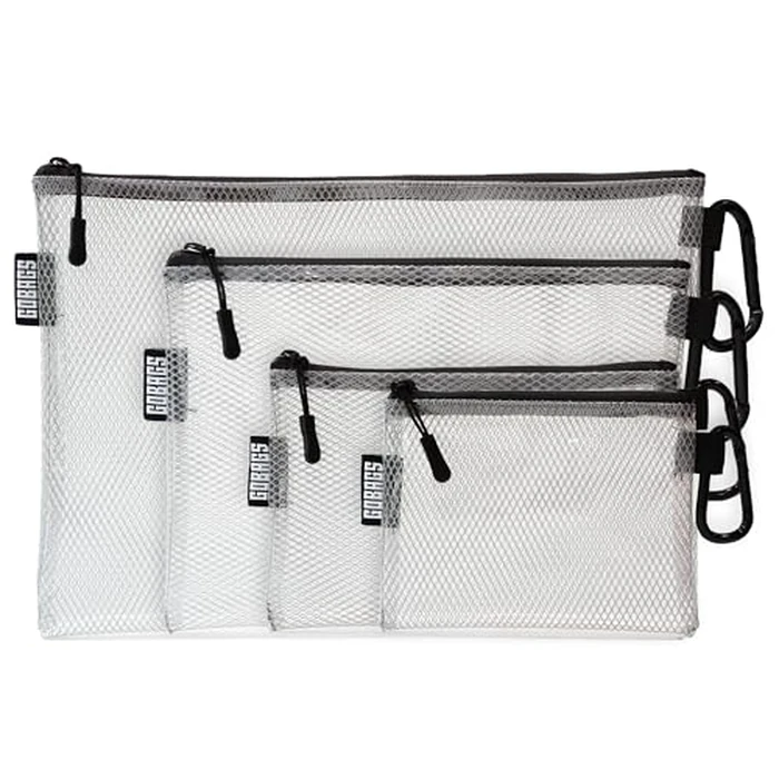 GOBAGS Air Production Multi‑Size Clear Zipper Pouch (4‑Pack) - Cable Organizer & Travel Gear Bag for Electronics, Camera Accessories, Tool Pouch & Small Tech Storage by GOBAGS - Used - Very Good condition - US$19.98