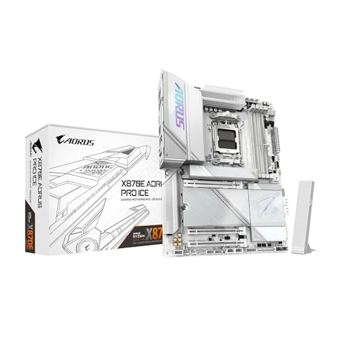 GIGABYTE X870E AORUS PRO ICE AMD AM5 LGA 1718 Motherboard, ATX, DDR5, 4X M.2, PCIe 5.0, USB4, WIFI7, 2.5GbE LAN, EZ-Latch, 5-Year Warranty by GIGABYTE - Used - Very Good condition - US$184.60
