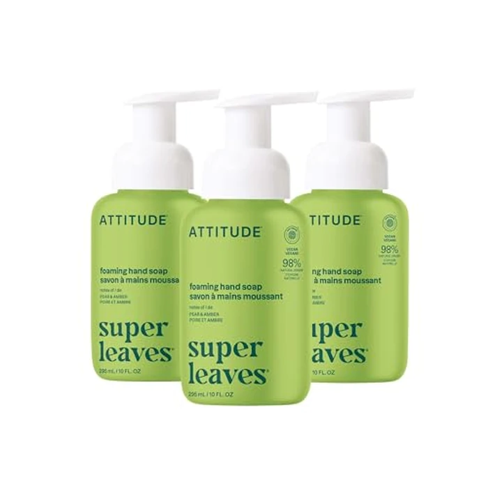 ATTITUDE Foaming Hand Soap, EWG Verified, Plant and Mineral-Based Ingredients, Vegan and Cruelty-free Personal Care Products, Pear & Amber, 10 Fl Oz (Pack of 3) by ATTITUDE - Used - Like New condition
