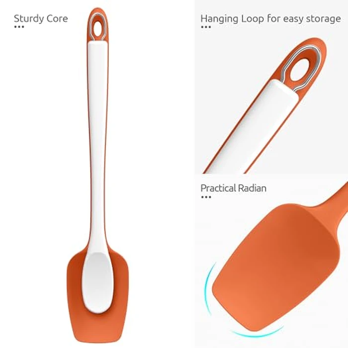 U-Taste Extra-Long 600ºF Heat Resistant Spatula Spoon: 14" Silicone Spoonula Cooking Utensils for Kitchen Use, Non-Stick Scoop Scraper with Soft Edge & Firm Core for Baking, Mixing, Serving (Orange) by U-Taste - Image 6