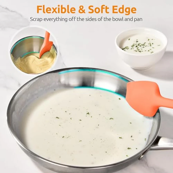 U-Taste Extra-Long 600ºF Heat Resistant Spatula Spoon: 14" Silicone Spoonula Cooking Utensils for Kitchen Use, Non-Stick Scoop Scraper with Soft Edge & Firm Core for Baking, Mixing, Serving (Orange) by U-Taste - Image 8