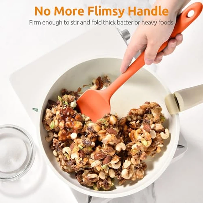 U-Taste Extra-Long 600ºF Heat Resistant Spatula Spoon: 14" Silicone Spoonula Cooking Utensils for Kitchen Use, Non-Stick Scoop Scraper with Soft Edge & Firm Core for Baking, Mixing, Serving (Orange) by U-Taste - Image 9