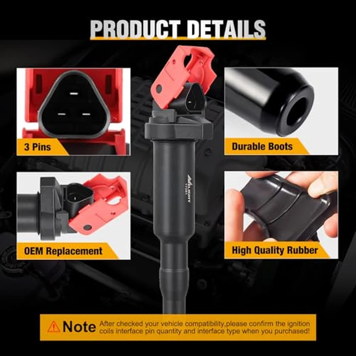 Nilight Ignition Coil UF592 C1638 Automotive Replacement Ignition Coils Fit for BMW 325i 325Ci 328i 330Ci 335i 525i 528i 530i 535i 545i 745Li X3 X5 M5 M6 Z4-2.5 3.0 4.4 4.8L Engine 0221504470-6 Pack by Nilight - Image 6