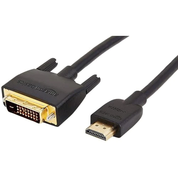 Amazon Basics HDMI-A to DVI (Male) Adapter Cable, Bi-Directional 1080P, Gold-Plated, 6 ft/1.8 m, Single Pack for Television, Black by Amazon Basics - Image 1