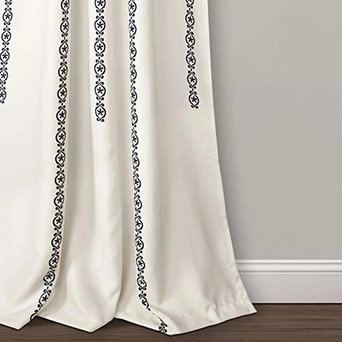 Lush Decor Stripe Medallion Curtains Fabric Mandala Bohemian Damask Print Light Filtering Window Panel Set for Living, Dining, Bedroom (Pair), 95"L x 52"W, Navy by Lush Decor - Image 4