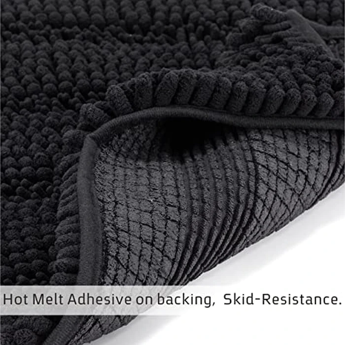 Home Beyond & HB design - 2-Piece Chenille Bath Rug Set with U-Shaped Rug for Toilet, Ultra Soft Thick Absorbent Non Slip - Machine Washable, 19.7 x 31.5 Inch and 19.7 x 19.7 Inch, Black by Home Beyond & HB design - Image 4