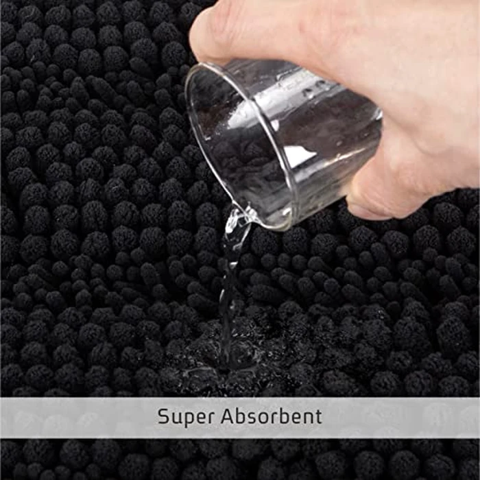 Home Beyond & HB design - 2-Piece Chenille Bath Rug Set with U-Shaped Rug for Toilet, Ultra Soft Thick Absorbent Non Slip - Machine Washable, 19.7 x 31.5 Inch and 19.7 x 19.7 Inch, Black by Home Beyond & HB design - Image 5