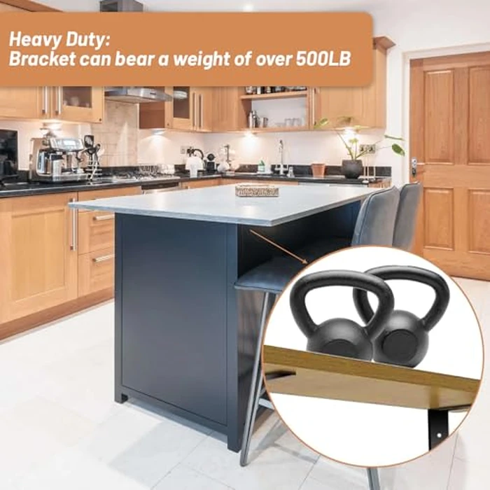 Premium Heavy Duty Countertop Brackets 20 inch 4 Pack (2/5" Thick),Granite Countertop Support 20" x 8" x 2 1/2",Shelf L Bracket Metal Corbels Suitable for Quartz,Wood,Concrete and Laminate Countertops by Blactea - Image 4