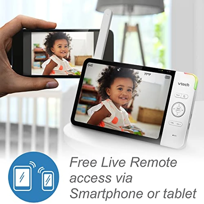 VTech RM7764HD 1080p WiFi Remote Access Baby Monitor, 360 degrees Pan&Tilt, 7” 720p HD Display, HD Night Vision, Soothing Sounds, 2-Way Talk, Temperature Sensor, Motion Detection, iOS & Android by VTech - Image 6