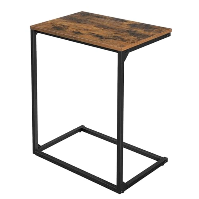 VASAGLE C Shape End Table, Small Coffee Table for Couch Or Sofa, Industrial Side Table in Living Room, Bedroom, 13.8 x 21.7 x 26 Inches, Rustic Brown and Black ULNT52BX by VASAGLE - Used - Good condition - CA$39.50