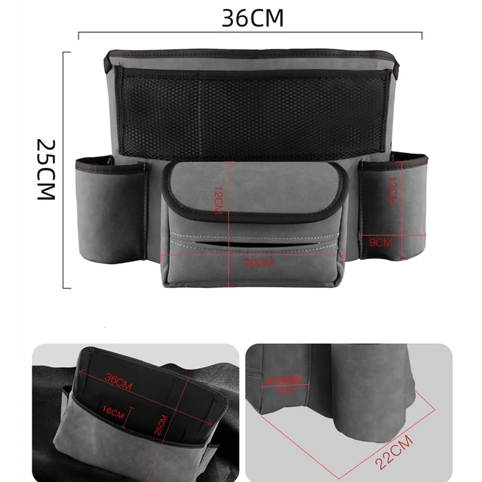 JEYODA Car Handbag Holder Between Seats Suede Large Capacity Car Purse Holder Automotive Consoles & Organizers for Document Phone Storage Car Organizer(1925-style 2 grey) by JEYODA - Image 3