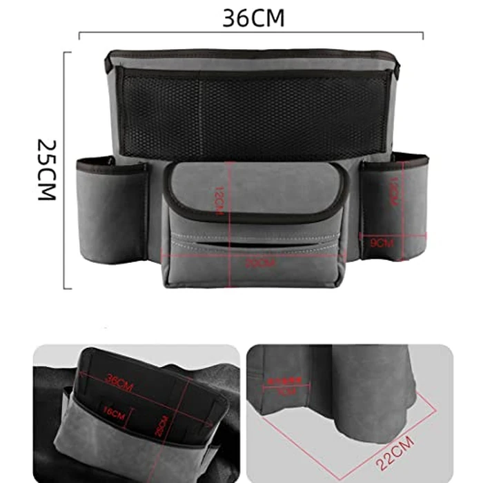JEYODA Car Handbag Holder Between Seats Suede Large Capacity Car Purse Holder Automotive Consoles & Organizers for Document Phone Storage Car Organizer(1925-style 2 grey) by JEYODA - Image 4