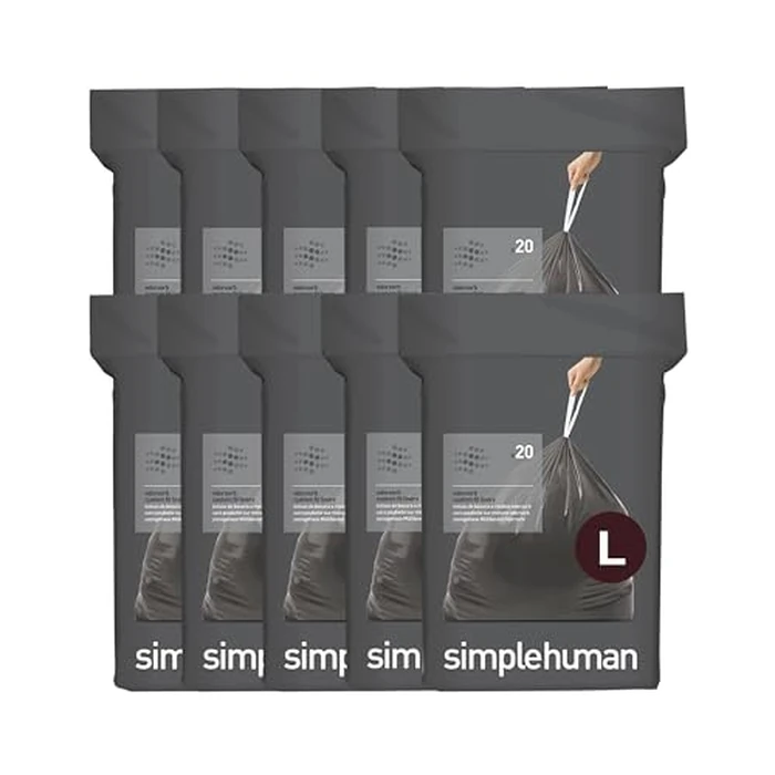 simplehuman Code L 200 Count Odorsorb Custom Fit Liners, Drawstring Odor Absorbing Trash Bags, One-by-One Mess-Free Dispense, Extra Thick & Double Seamed, 50% PCR Plastic, 18 Liter / 4.7 Gallon by simplehuman - Image 1