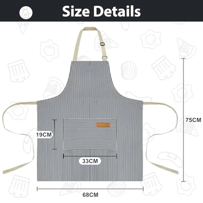 VALOME 2 Pack Kitchen Aprons, Apron for Cooking with 2 Pockets, Unisex Adjustable Neck Strap Chef Aprons for Men Women (PINK & BLUE) by VALOME - Image 2