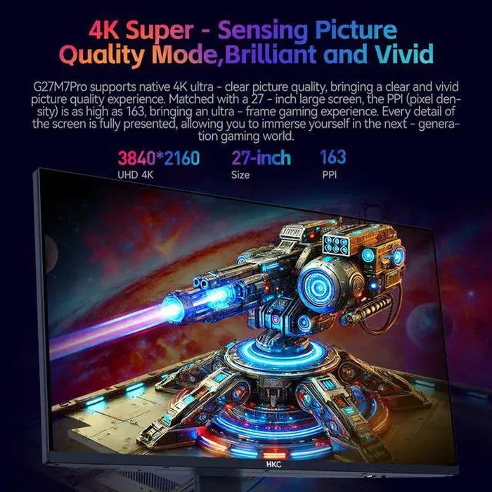 HKC 27" Dual Mode UHD 4K 160Hz Full HD 320Hz 1ms HDR1400 98% DCI-P3 90W DIC USB-C Mini LED Gaming Computer Monitor with Height Adjustable, Swivel, by HKC - Image 9