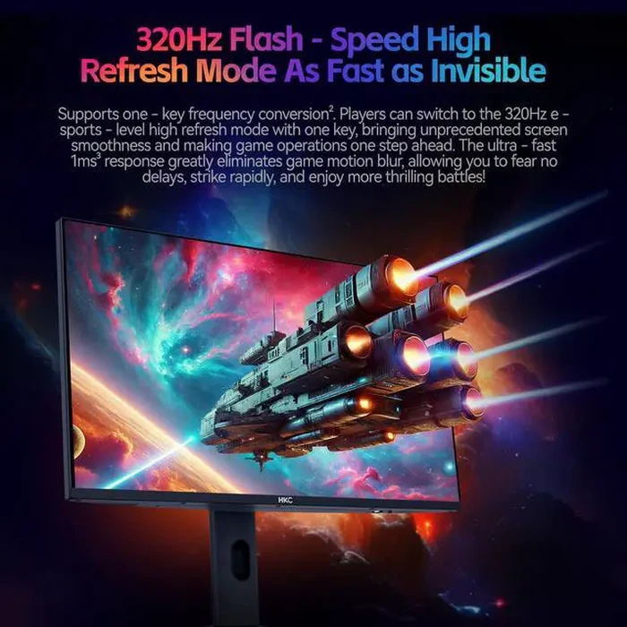HKC 27" Dual Mode UHD 4K 160Hz Full HD 320Hz 1ms HDR1400 98% DCI-P3 90W DIC USB-C Mini LED Gaming Computer Monitor with Height Adjustable, Swivel, by HKC - Image 7