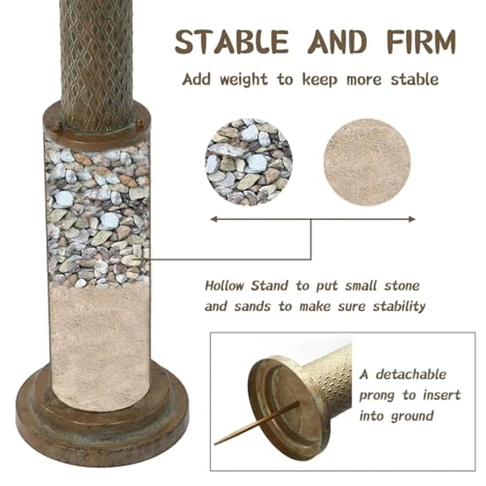 HUWAIPL 35.4" Hx12.2" W Metal Bird Baths for Outdoors,Cylindrical Base Bird Bath,Vintage Bird Bath Bowl, Bird Feeder Seed Tray Garden Lawn Yard Decor by HUWAIPL - Image 4