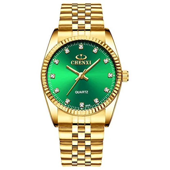 DREAMING Q&P Classic Golden Stainless Steel Unisex Luxury Quartz Wrist Watches Green by DREAMING Q&P - Image 1