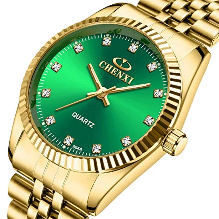 DREAMING Q&P Classic Golden Stainless Steel Unisex Luxury Quartz Wrist Watches Green by DREAMING Q&P - Image 3