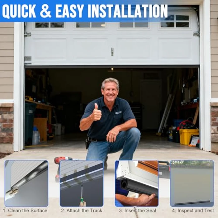 alophoty 8 FT Garage Door Seal Bottom Kit - Heavy Duty EPDM Rubber U+O Ring Weather Stripping with Pre-drilled Aluminum Track, Universal Replacement Stops Rain, Drafts & Pests, Easy to Install by alophoty - Image 4