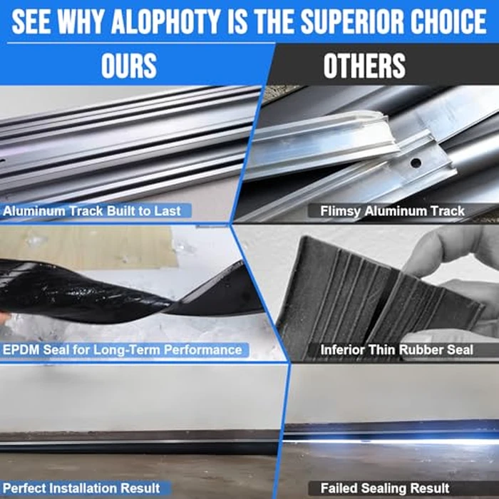 alophoty 8 FT Garage Door Seal Bottom Kit - Heavy Duty EPDM Rubber U+O Ring Weather Stripping with Pre-drilled Aluminum Track, Universal Replacement Stops Rain, Drafts & Pests, Easy to Install by alophoty - Image 7