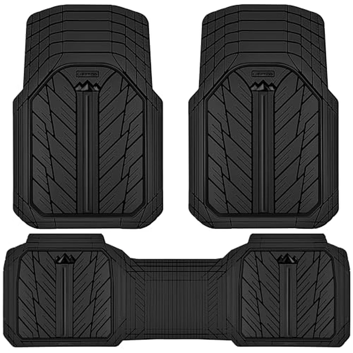 CAR PASS Heavy Rubber Car Floor Mats, Deep Waterproof Car Mats All Weather, Universal Trim-to Fit Automotive Floor Mats for Car SUV Truck Van, Durable Floor Liners Solid Black by CAR PASS - Used - Like New condition - US$26.59