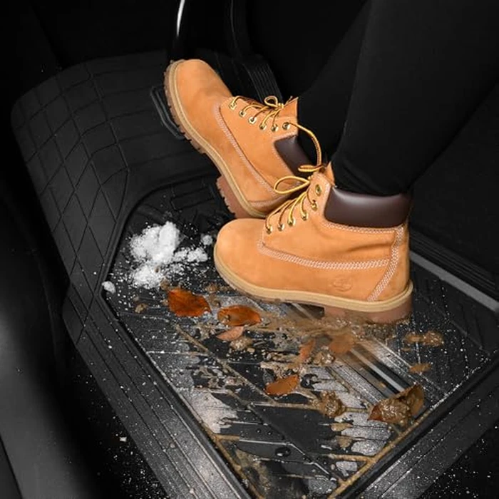 CAR PASS Heavy Rubber Car Floor Mats, Deep Waterproof Car Mats All Weather, Universal Trim-to Fit Automotive Floor Mats for Car SUV Truck Van, Durable Floor Liners Solid Black by CAR PASS - Image 2