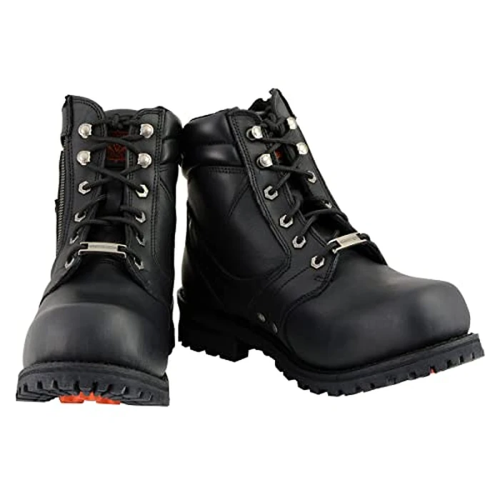 Milwaukee Leather Men's Black Leather 6-inch Lace-Up Motorcycle Biker Rider Boots w/Zipper Closure MBM9050-11 by Milwaukee Leather - Image 2