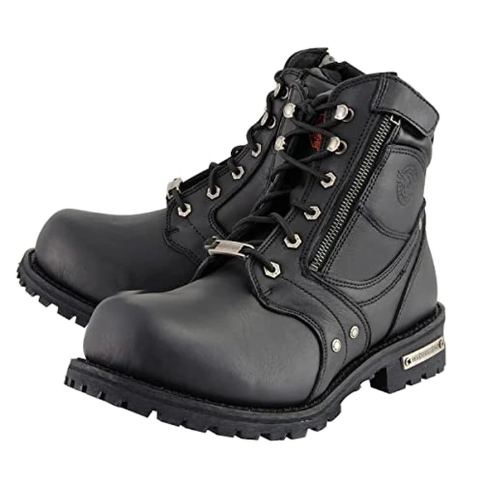 Milwaukee Leather Men's Black Leather 6-inch Lace-Up Motorcycle Biker Rider Boots w/Zipper Closure MBM9050-11 by Milwaukee Leather - Image 5