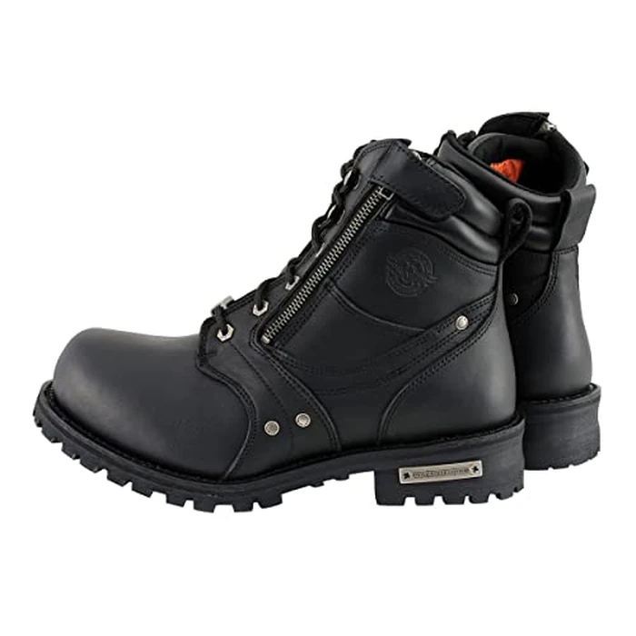 Milwaukee Leather Men's Black Leather 6-inch Lace-Up Motorcycle Biker Rider Boots w/Zipper Closure MBM9050-11 by Milwaukee Leather - Image 6