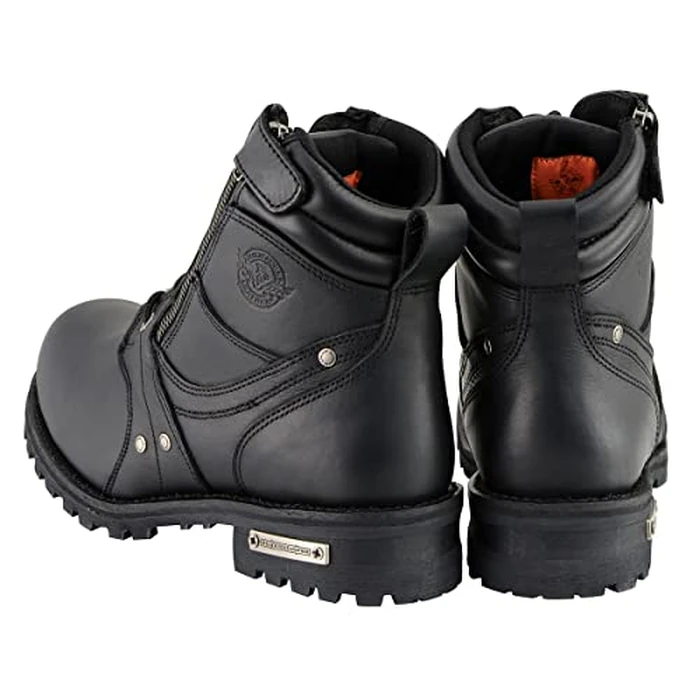 Milwaukee Leather Men's Black Leather 6-inch Lace-Up Motorcycle Biker Rider Boots w/Zipper Closure MBM9050-11 by Milwaukee Leather - Image 7