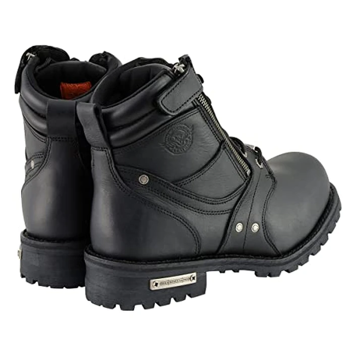 Milwaukee Leather Men's Black Leather 6-inch Lace-Up Motorcycle Biker Rider Boots w/Zipper Closure MBM9050-11 by Milwaukee Leather - Image 8