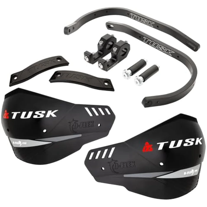 Tusk D-Flex Pro Adventure Handguards - Black Aluminum Bar/Black Shields - Universal Fit - Fits 7/8" Handlebars - Compatible with KAWASAKI KLR 650 1997-2025 by TUSK - Used - Very Good condition - US$72.41