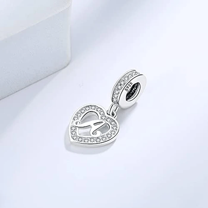 925 Sterling Silver Letter Charms A~Z Alphabet Charm Letter Beads fit Pandora European Bracelets fit Wife Mom Christmas Birthday Gift by RLCCLR - Image 6
