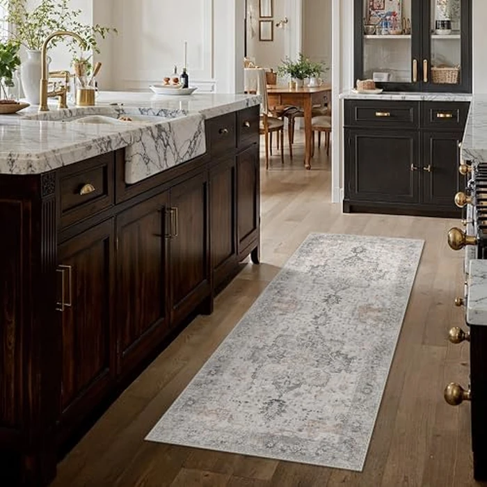 GENIMO Runner Rug 2x5 Non Slip Machine Washable Vintage Hallway Runner Rug, Low Pile Lightweight Rugs for Entryway, Hallway, Kitchen and Corridor, Light Taupe Brown by GENIMO - Image 2