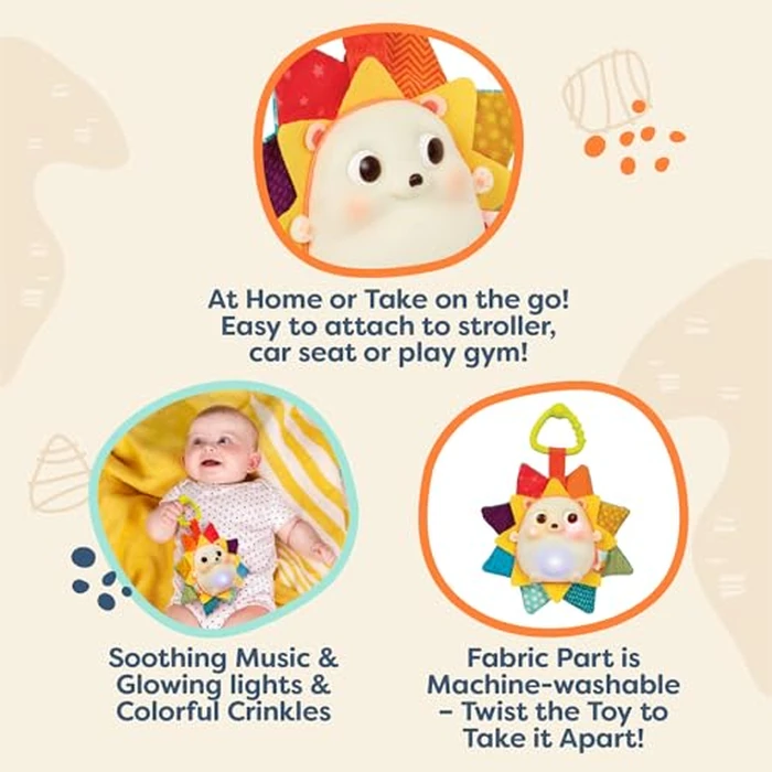B. toys - Baby Musical Light - Up Hedgehog Toy with Lights & Sounds - Sensory Toy for Newborns, Babies - Music & Glowing Lights - RainGlow Buddy - 0+ Months by B. toys - Image 2