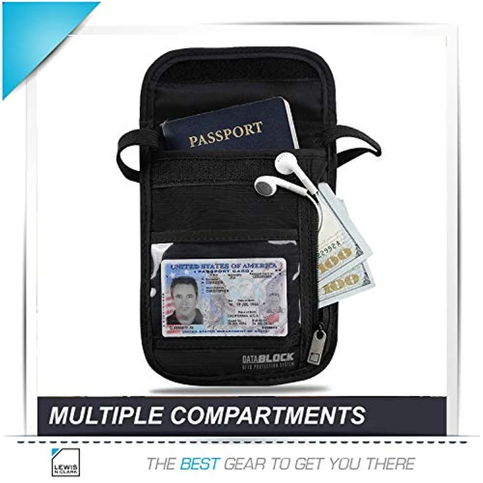 Lewis N. Clark Rfid Blocking Stash Neck Wallet, Travel Neck Pouch + Passport Holder for Women & Men - Black by Lewis N. Clark - Image 3