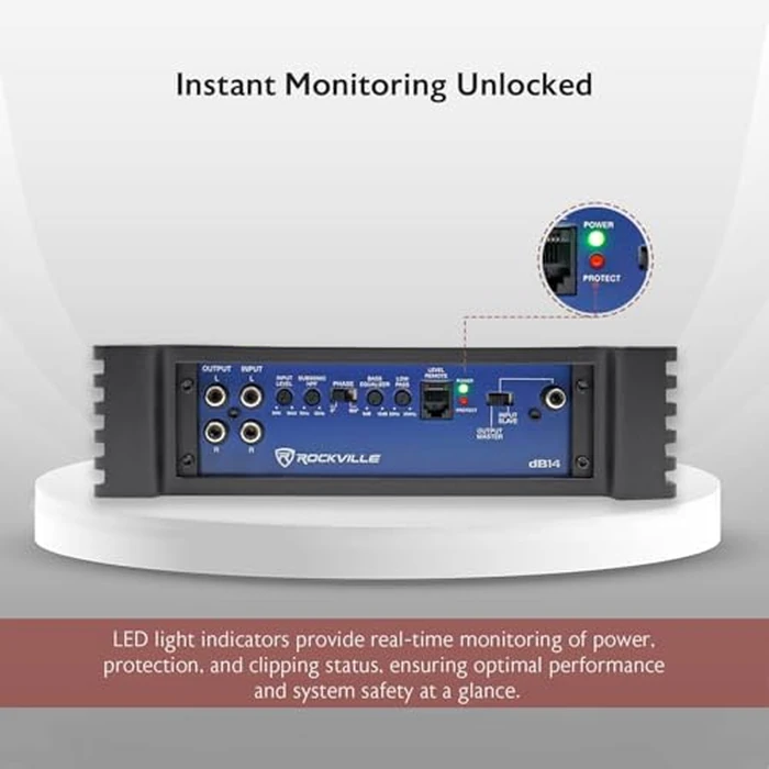 Rockville dB14 Mono Car Amplifier, 4000W, Class-D, Dyno-Certified, Subsonic Filter, EQ, Crossover, Bass Remote, Perfect for Subwoofers, and Car Audio by Rockville - Image 8