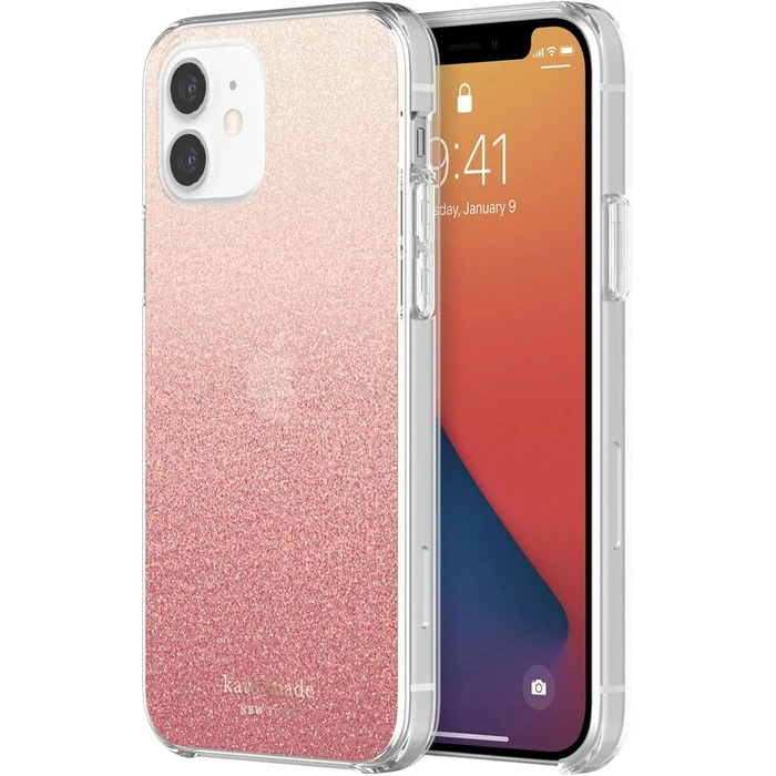 Kate Spade Protective Hardshell Phone Case for iPhone 12 mini - Pink Ombre Glitter by Kate Spade - Image 1