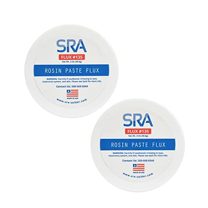 SRA Solder 135 Rosin Paste Soldering Flux For Electronics, No Clean Flux Made for Lead and Lead-Free Solder Circuit Boards and Copper Electrical Wire - Safe Residues with No Goopy Mess (2oz 2-Pack) by SRA Soldering Products - Image 1