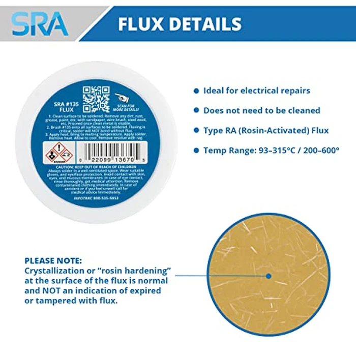 SRA Solder 135 Rosin Paste Soldering Flux For Electronics, No Clean Flux Made for Lead and Lead-Free Solder Circuit Boards and Copper Electrical Wire - Safe Residues with No Goopy Mess (2oz 2-Pack) by SRA Soldering Products - Image 3