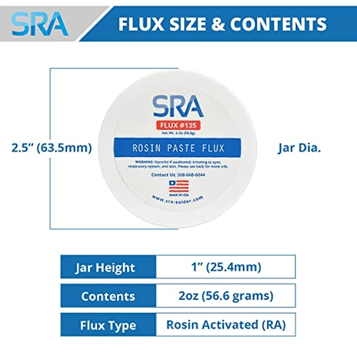 SRA Solder 135 Rosin Paste Soldering Flux For Electronics, No Clean Flux Made for Lead and Lead-Free Solder Circuit Boards and Copper Electrical Wire - Safe Residues with No Goopy Mess (2oz 2-Pack) by SRA Soldering Products - Image 4
