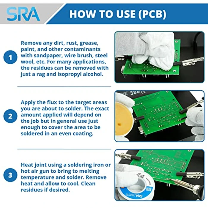 SRA Solder 135 Rosin Paste Soldering Flux For Electronics, No Clean Flux Made for Lead and Lead-Free Solder Circuit Boards and Copper Electrical Wire - Safe Residues with No Goopy Mess (2oz 2-Pack) by SRA Soldering Products - Image 6