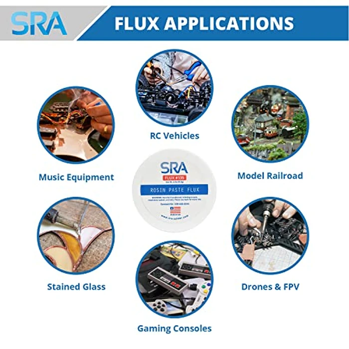 SRA Solder 135 Rosin Paste Soldering Flux For Electronics, No Clean Flux Made for Lead and Lead-Free Solder Circuit Boards and Copper Electrical Wire - Safe Residues with No Goopy Mess (2oz 2-Pack) by SRA Soldering Products - Image 7