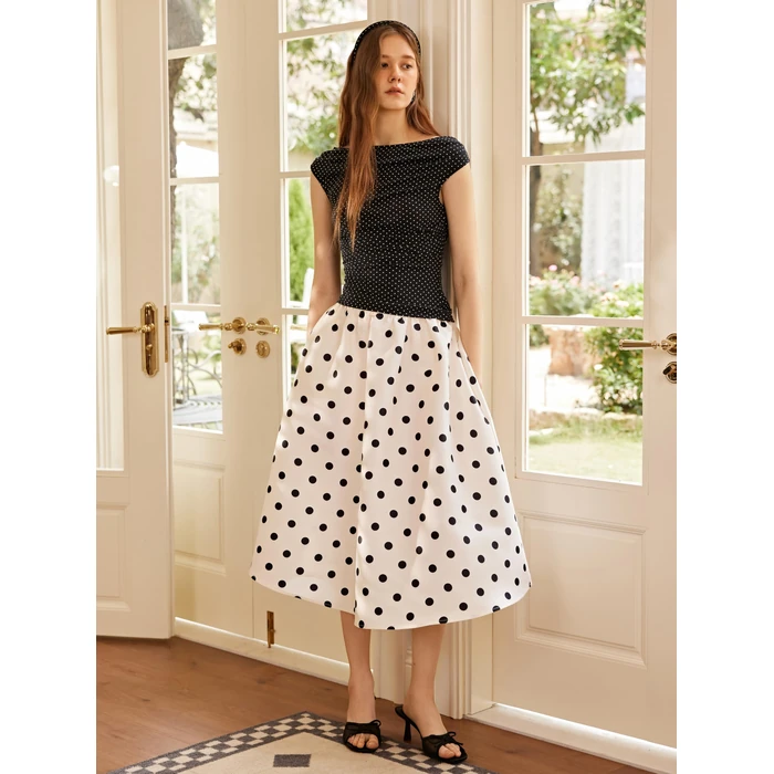 CIDER Women's Polka Dot Top Going Out Crop Tank Tops Boat Neck Ruched Summer Tops Trendy Cute Y2K Outfits Black by CIDER - Image 2