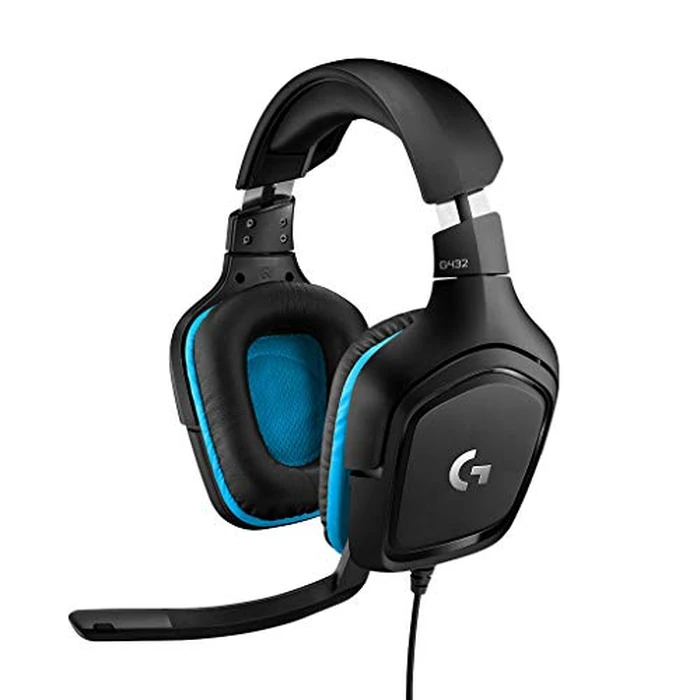 Logitech G432 Wired Gaming Headset, 7.1 Surround Sound, DTS Headphone:X 2.0, Flip-to-Mute Mic, PC (Leatherette) Black/Blue by Logitech G - Used - Very Good condition