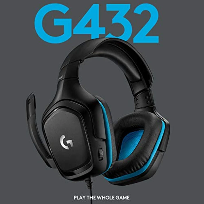 Logitech G432 Wired Gaming Headset, 7.1 Surround Sound, DTS Headphone:X 2.0, Flip-to-Mute Mic, PC (Leatherette) Black/Blue by Logitech G - Image 2